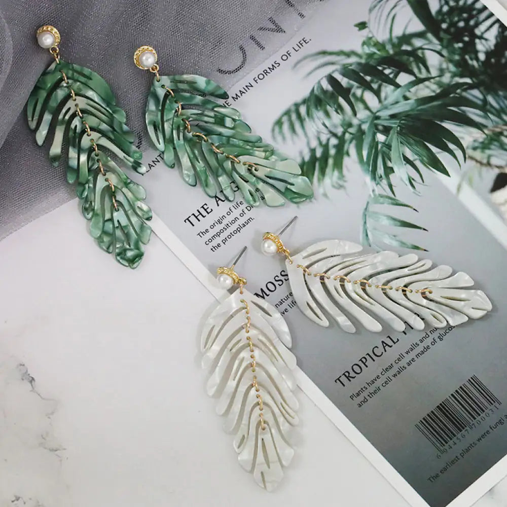 Modern Leaf Drop Earrings