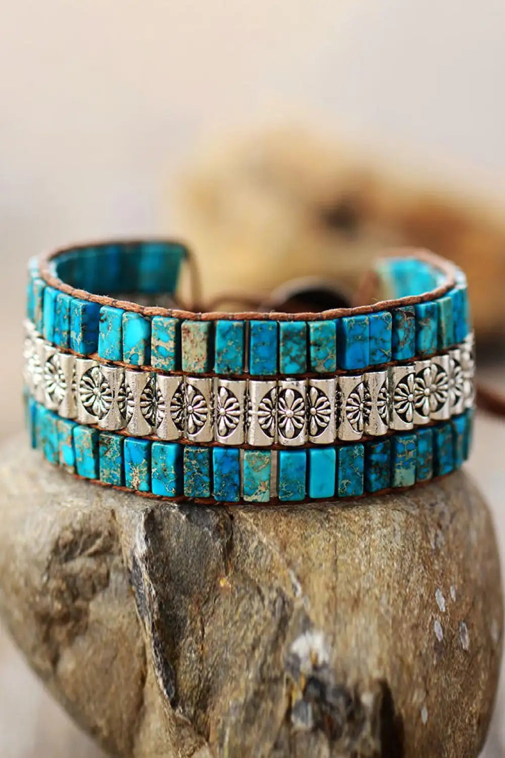 Elegant Triple Layer Natural Stone Stone Bracelet