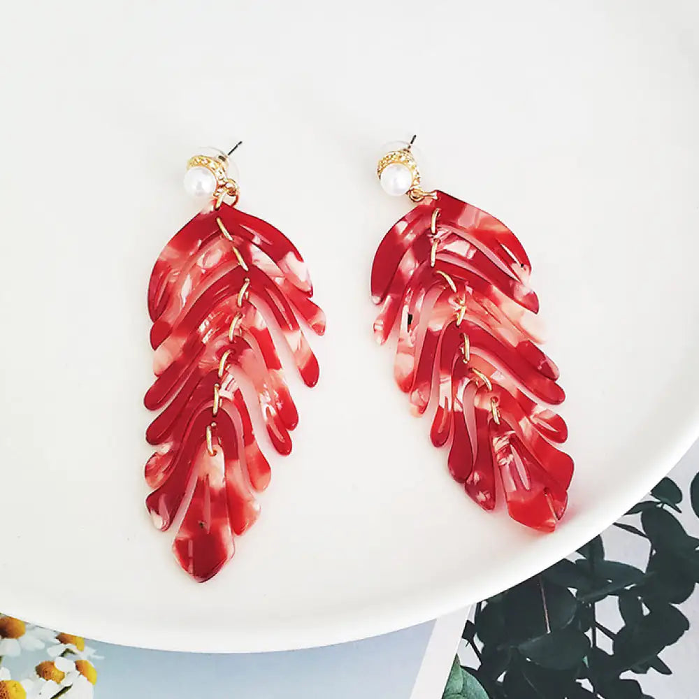 Modern Leaf Drop Earrings