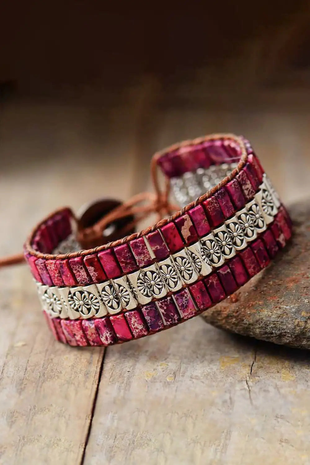 Elegant Triple Layer Natural Stone Stone Bracelet