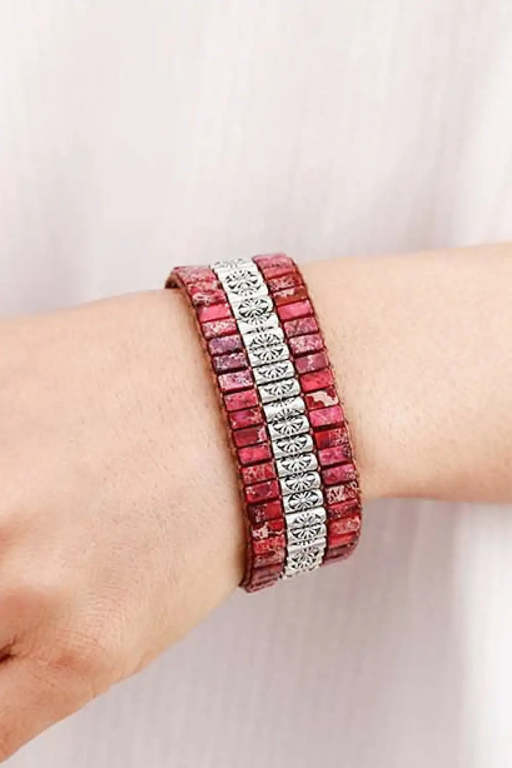 Elegant Triple Layer Natural Stone Stone Bracelet