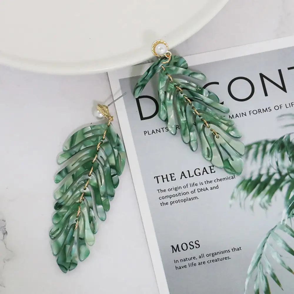 Modern Leaf Drop Earrings